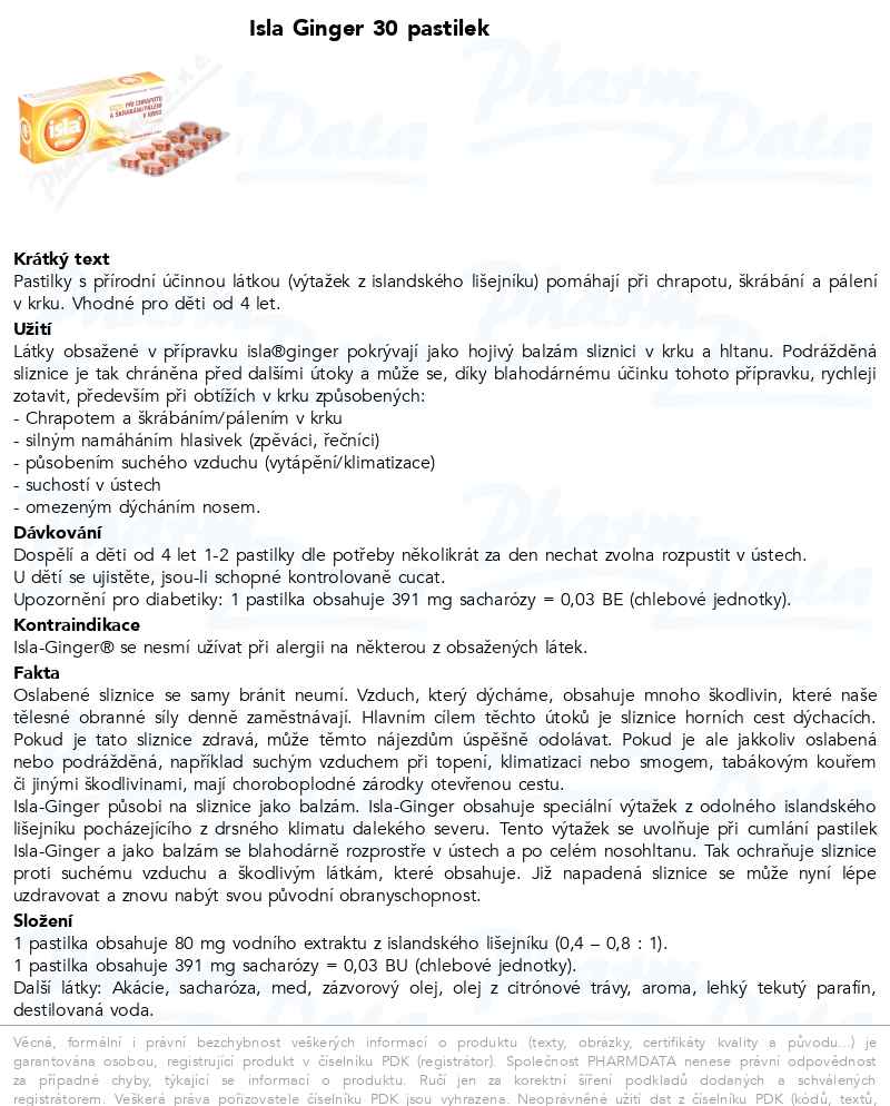 Isla-Ginger tbl.30 bylinné pastilky | SOS lékárna online, internetová ...