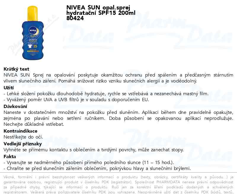 NIVEA SUN Sprej Na Opalov n OF15 200 Ml SOS L k rna Online 