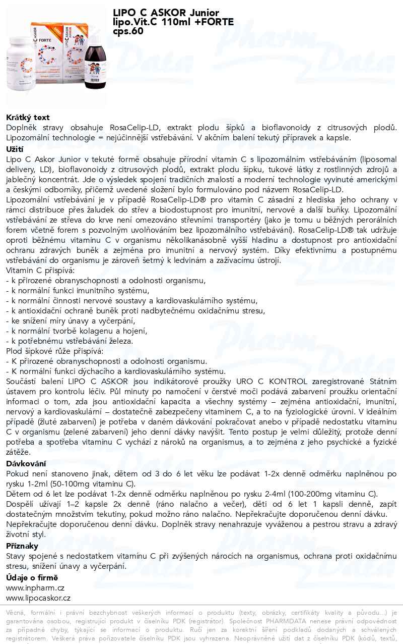 lipo c askor junior LIPO C ASKOR Junior lipo.Vit.C 110ml +FORTE cps.60