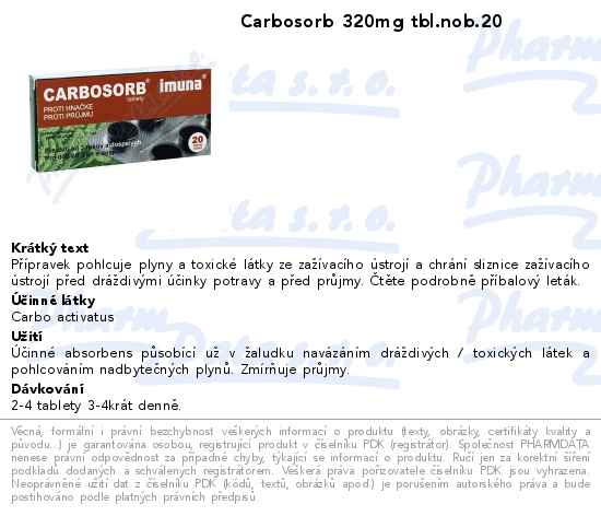Carbosorb tbl.20x320mg-blistr | SOS lékárna online, internetová lékárna ...